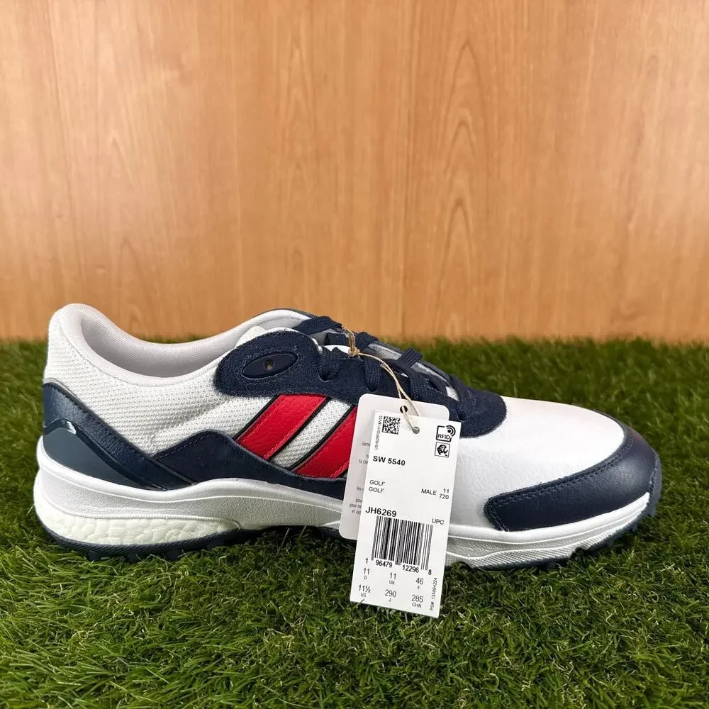 adidas SW5540 Spikeless Golf White Pure Ruby Navy Golf Shoes JH6269 Mens Sz 11.5